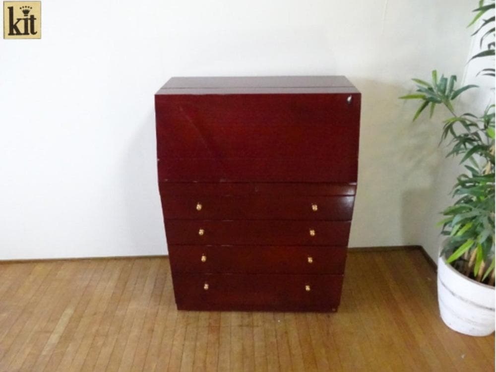 北谷家具　キットファニチャー　仔山羊革張り　ジュエリーボックス　ミラー付チェスト