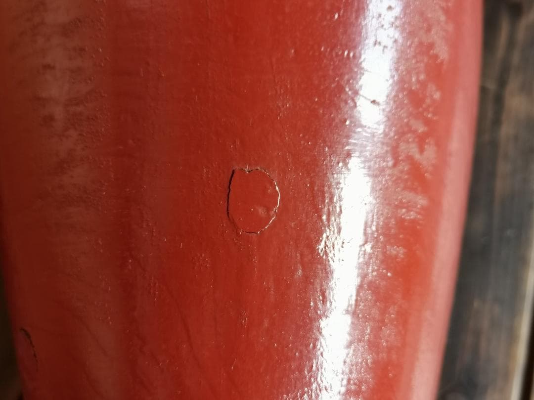 朱塗　木製　大型花瓶　花生　5.5㎏