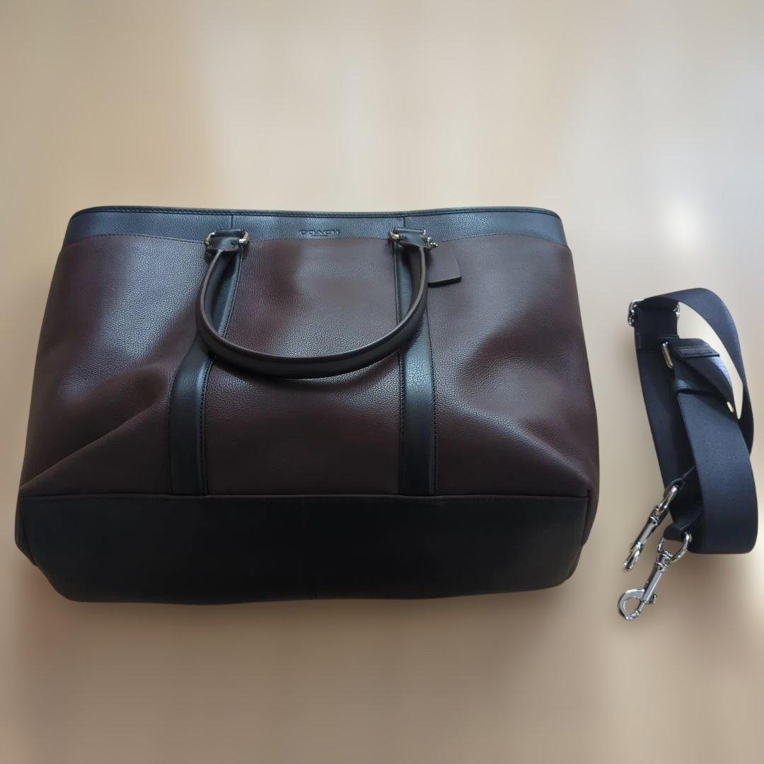 COACH ブラウン ネイビー ショルダーバッグ