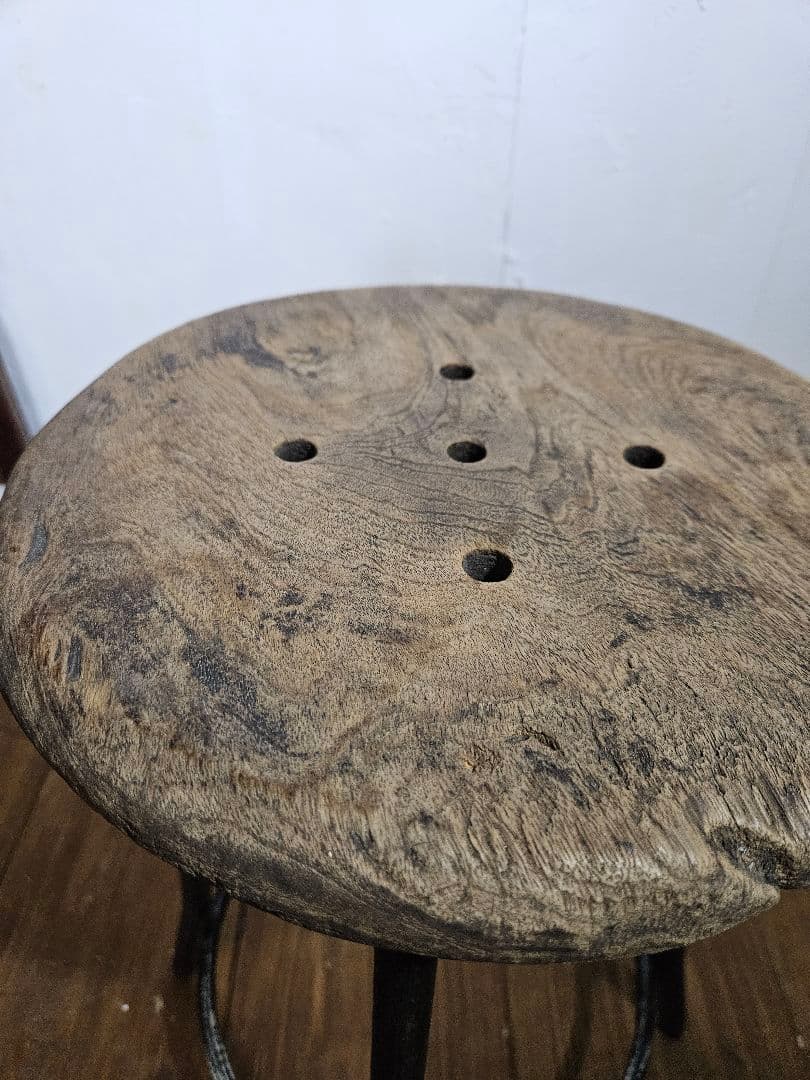 USヴィンテージ 鉄脚のスツール 丸椅子 チェア インダストリアル インテリア