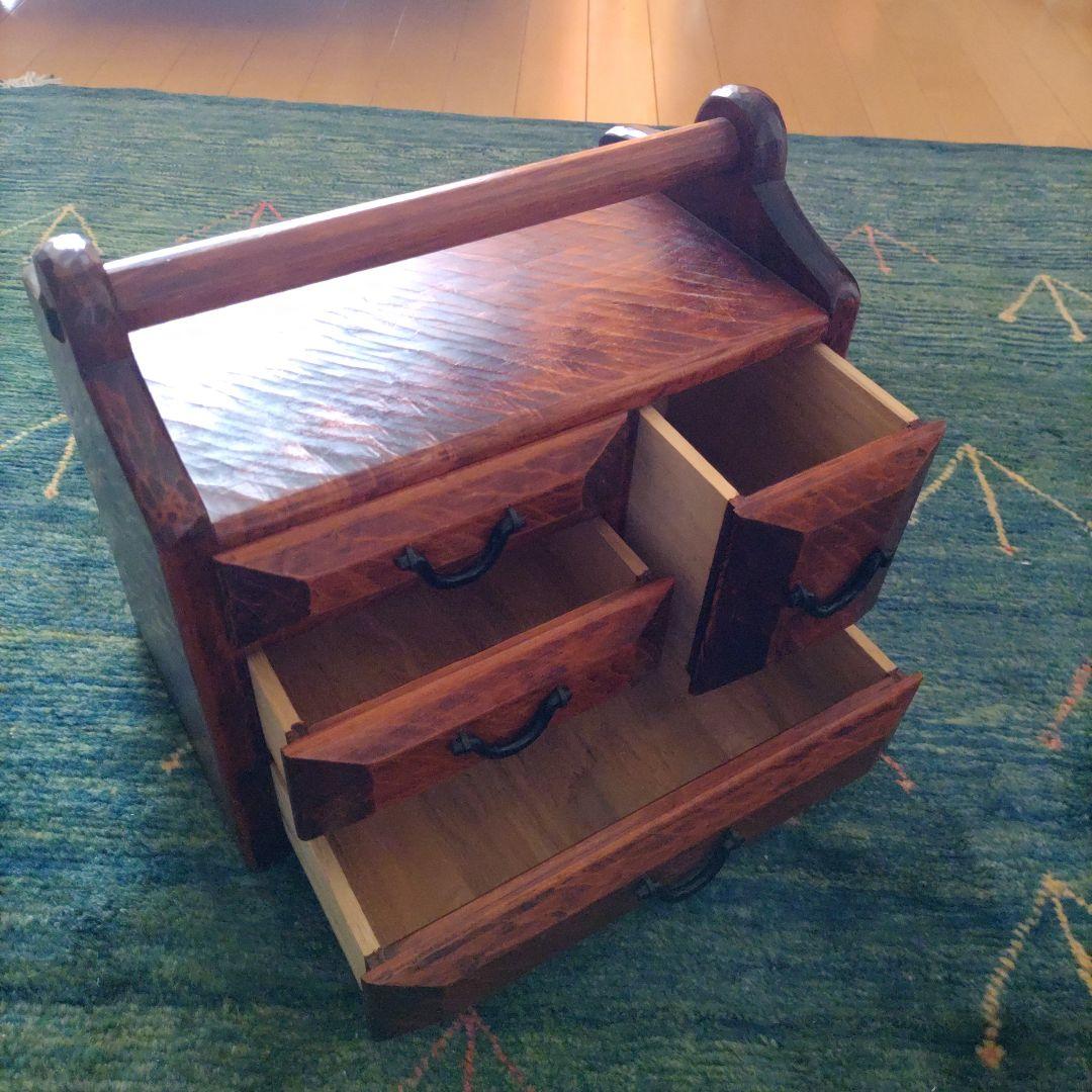 【希少・極美品】矢澤金太郎　創作家具作家　手提げ小引き出し　工芸品　小物整理箱