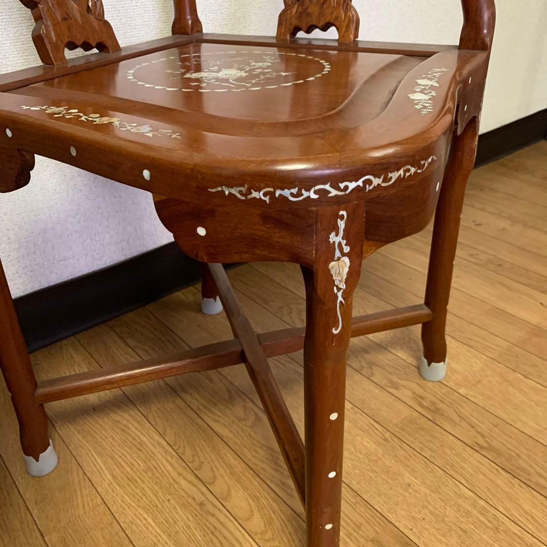 木製螺鈿細工椅子