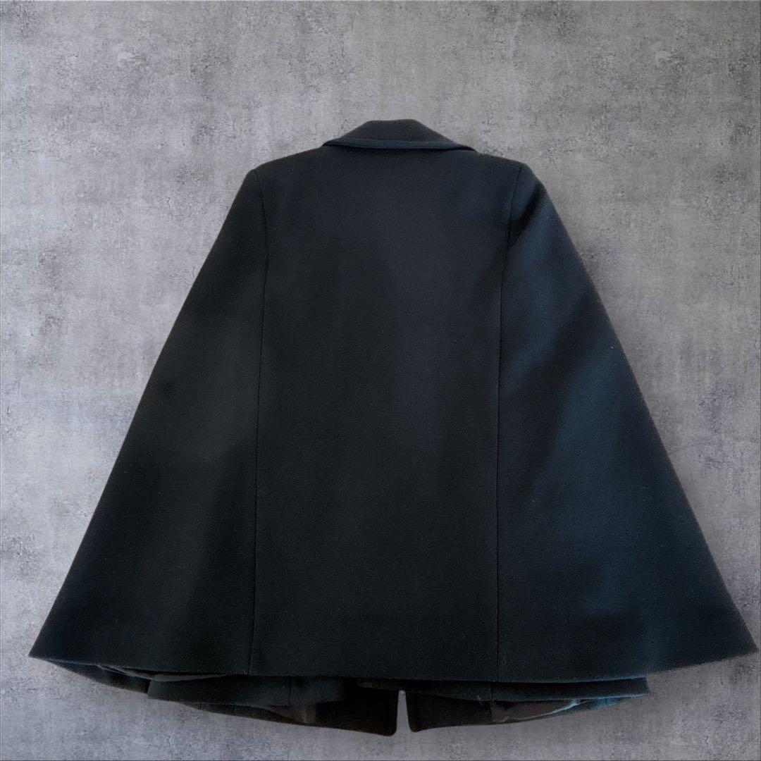 【ザラ】ケープコート　ポンチョ　金ボタン　マンテコ　ウール　完売品　黒　S〜M