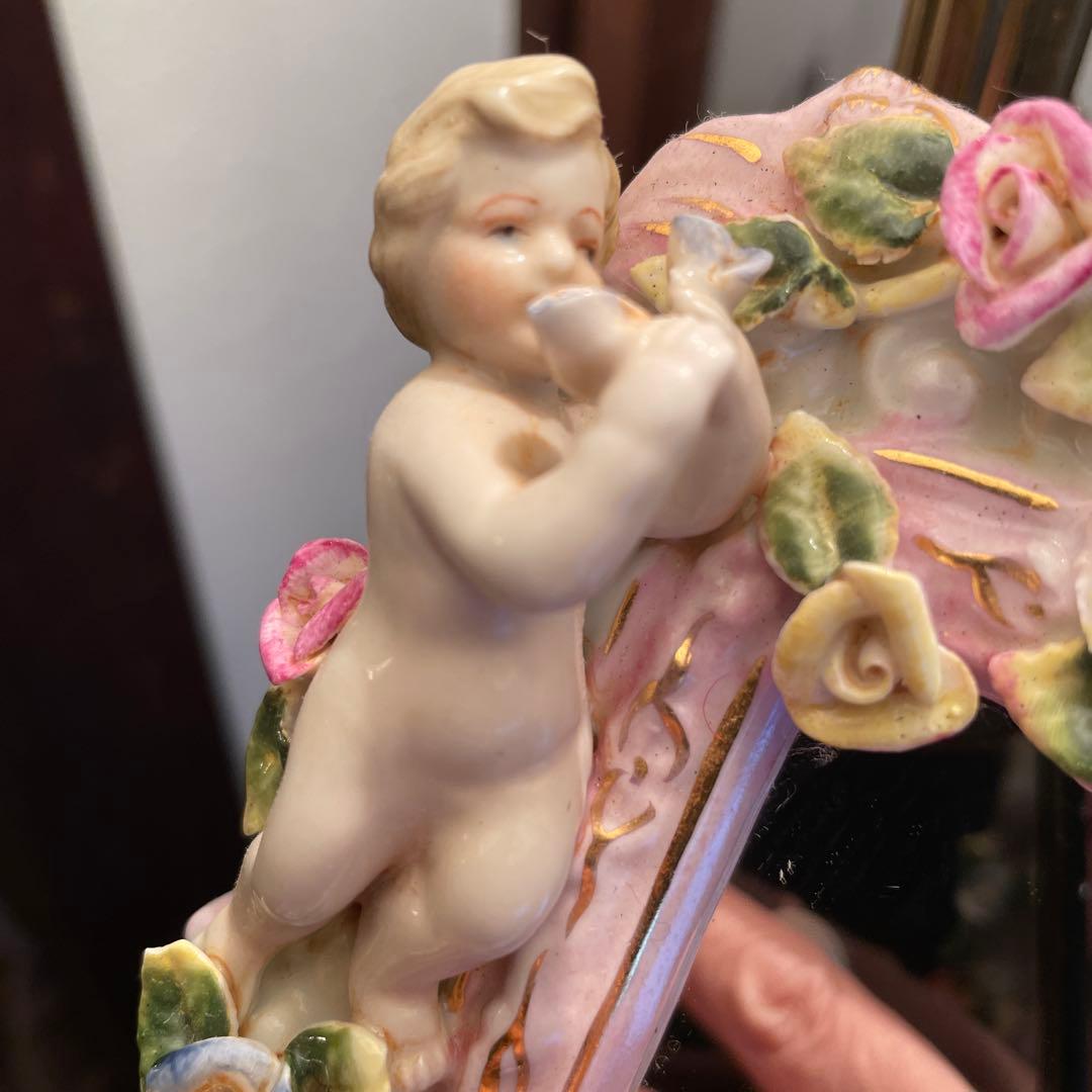 マイセン陶花と天使のミラー