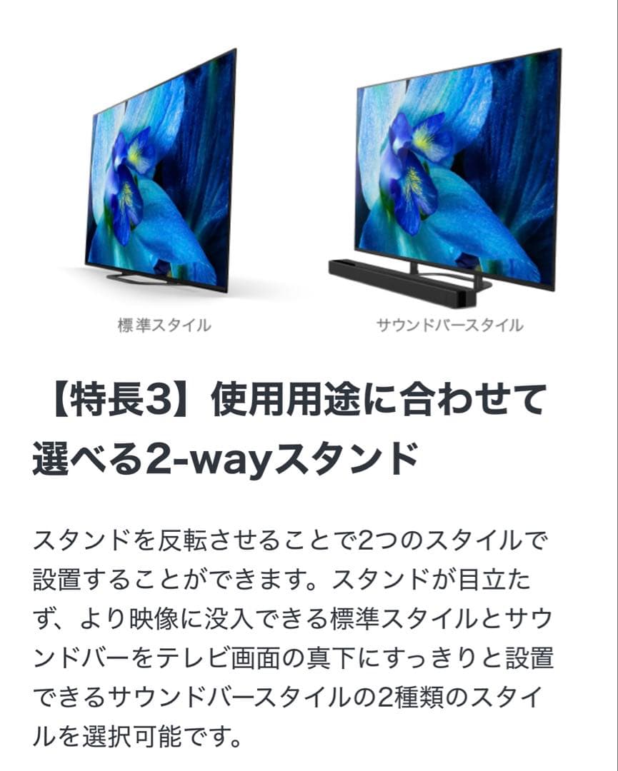 SONY BRAVIA 有機elテレビ　KJ-55A8G 19年 ※直接引取り可
