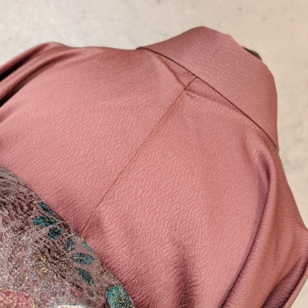 訪問着　フルセット　着物　正絹　辻ヶ花　エンジ 赤　上品な輝き　F9