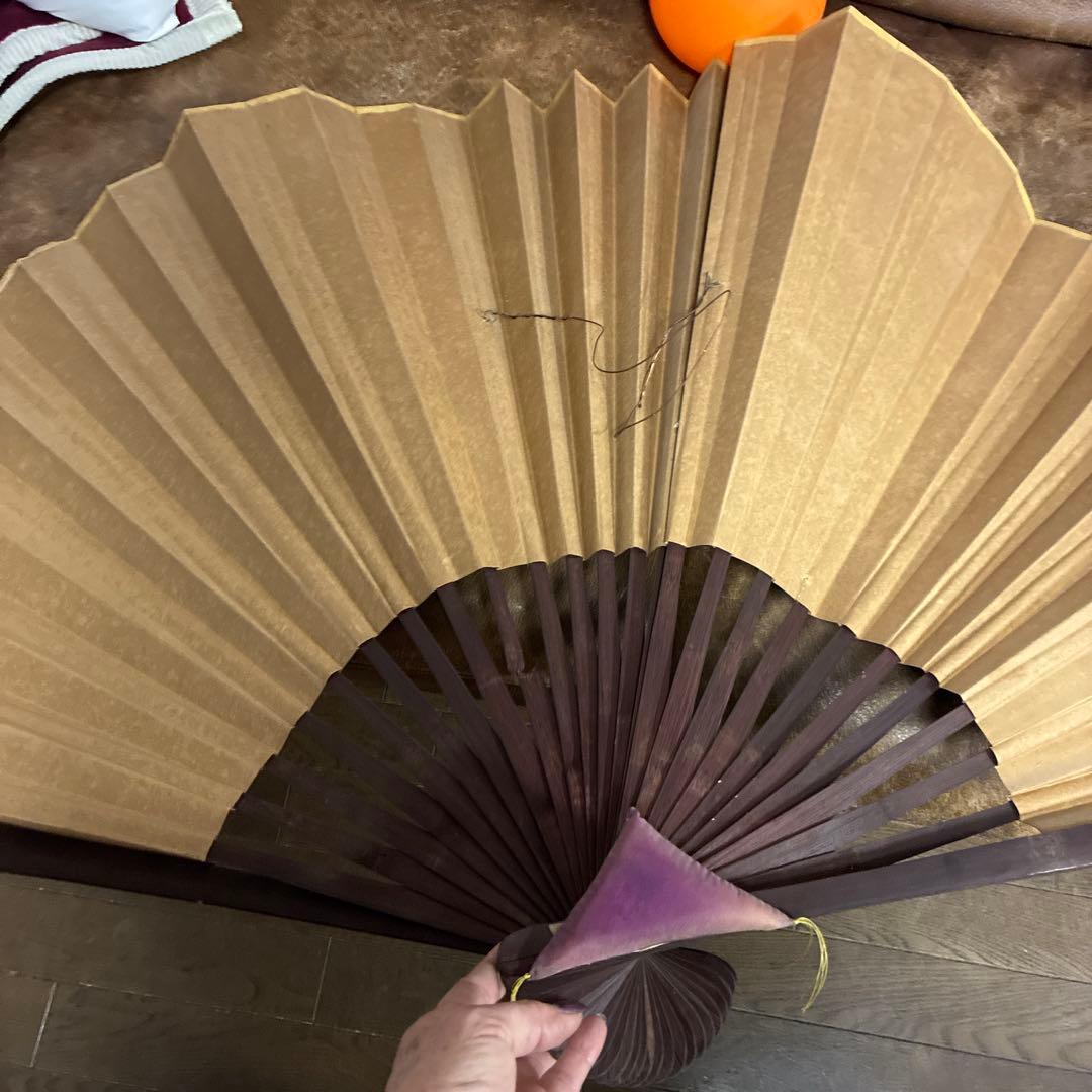 桜と鳥の手描き舞扇子 大きめ