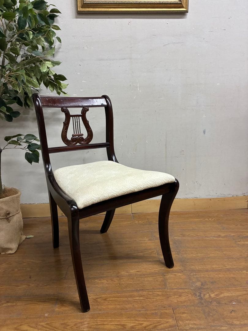 管429☆イギリス製☆アンティーク☆リラLyreバックチェア☆ダイニングチェア
