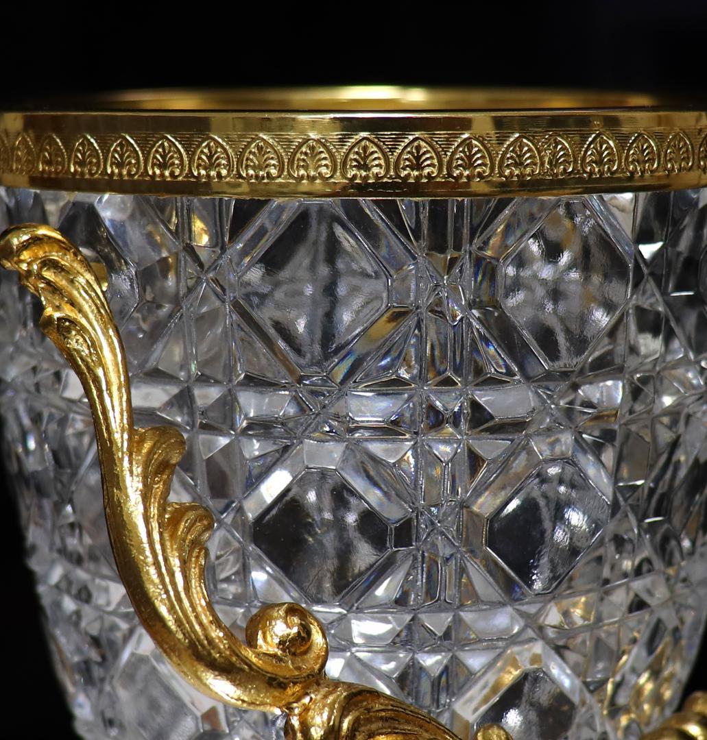 オールド・バカラ 珍品 上級作品 ブロンズ装飾 ゴールド アイスペール 氷入れ