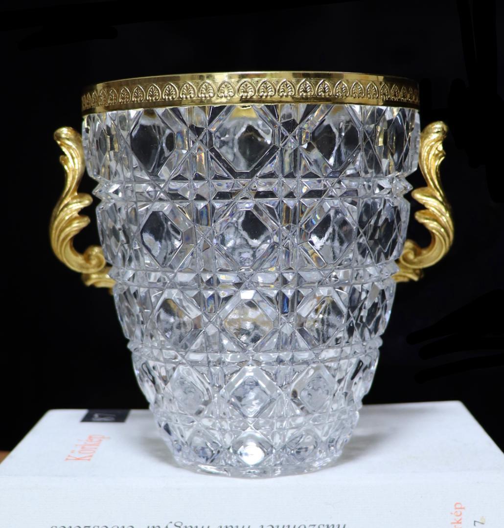 オールド・バカラ 珍品 上級作品 ブロンズ装飾 ゴールド アイスペール 氷入れ