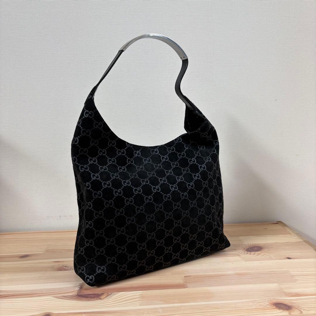 極美　GUCCI グッチ　メタルハンドル　GG柄　ホーボー　ワンショルダーバッグ