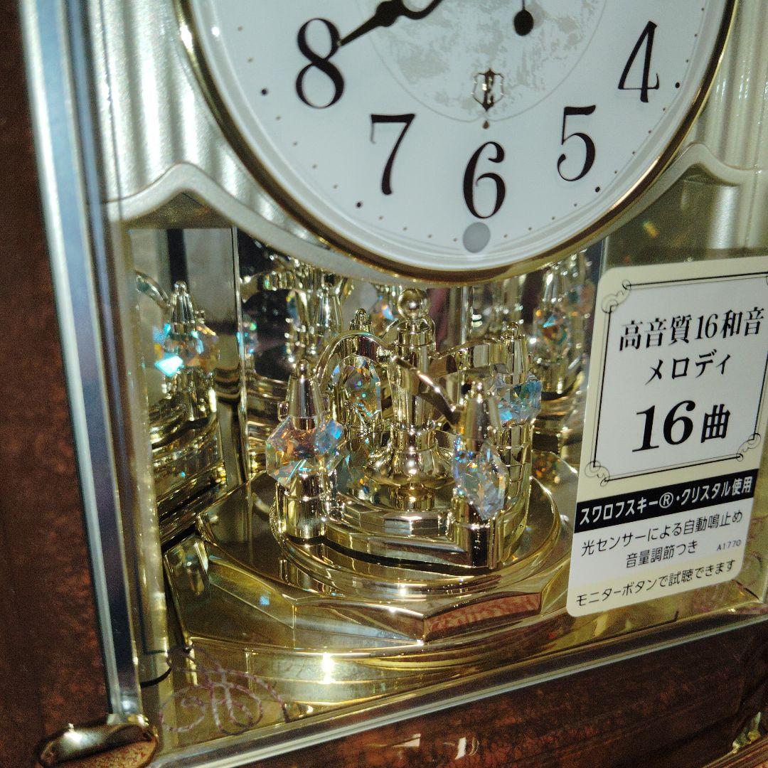 新品SEIKO EMBLEM HW591B 置時計 電波クロック スワロフスキー