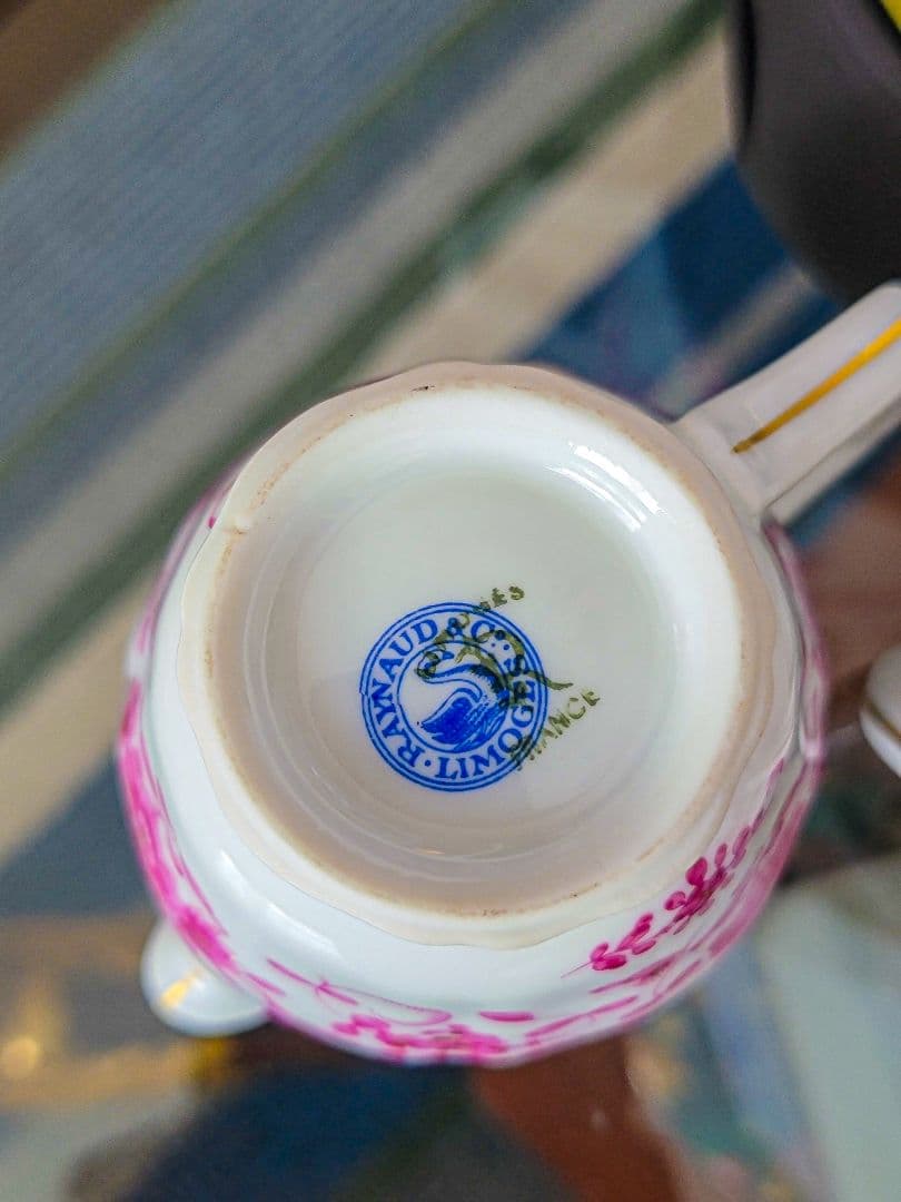 リモージュ Raynaud ピンク花柄 ティー3点セット 仏製