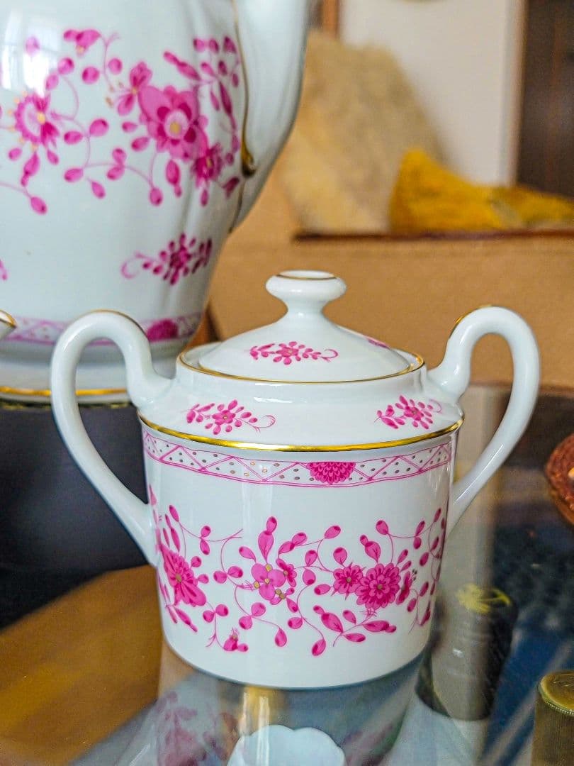 リモージュ Raynaud ピンク花柄 ティー3点セット 仏製