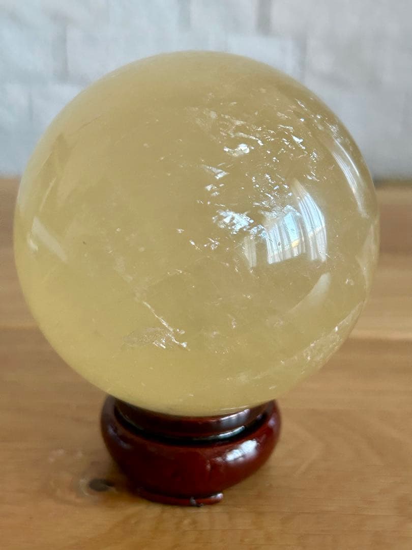 ✨キラキラ虹入✨ハニーカルサイト　スフィア　78mm ハニーイエロー　丸玉