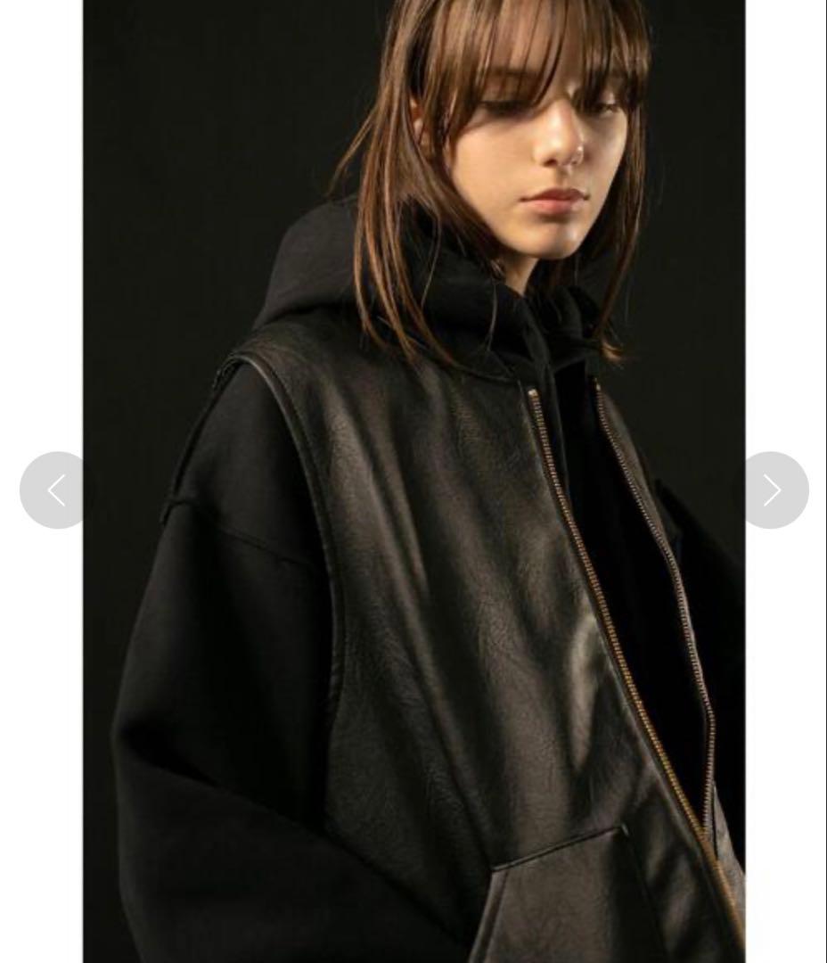 monkey time FAUX LTHR ZIP VEST/ベスト（L）