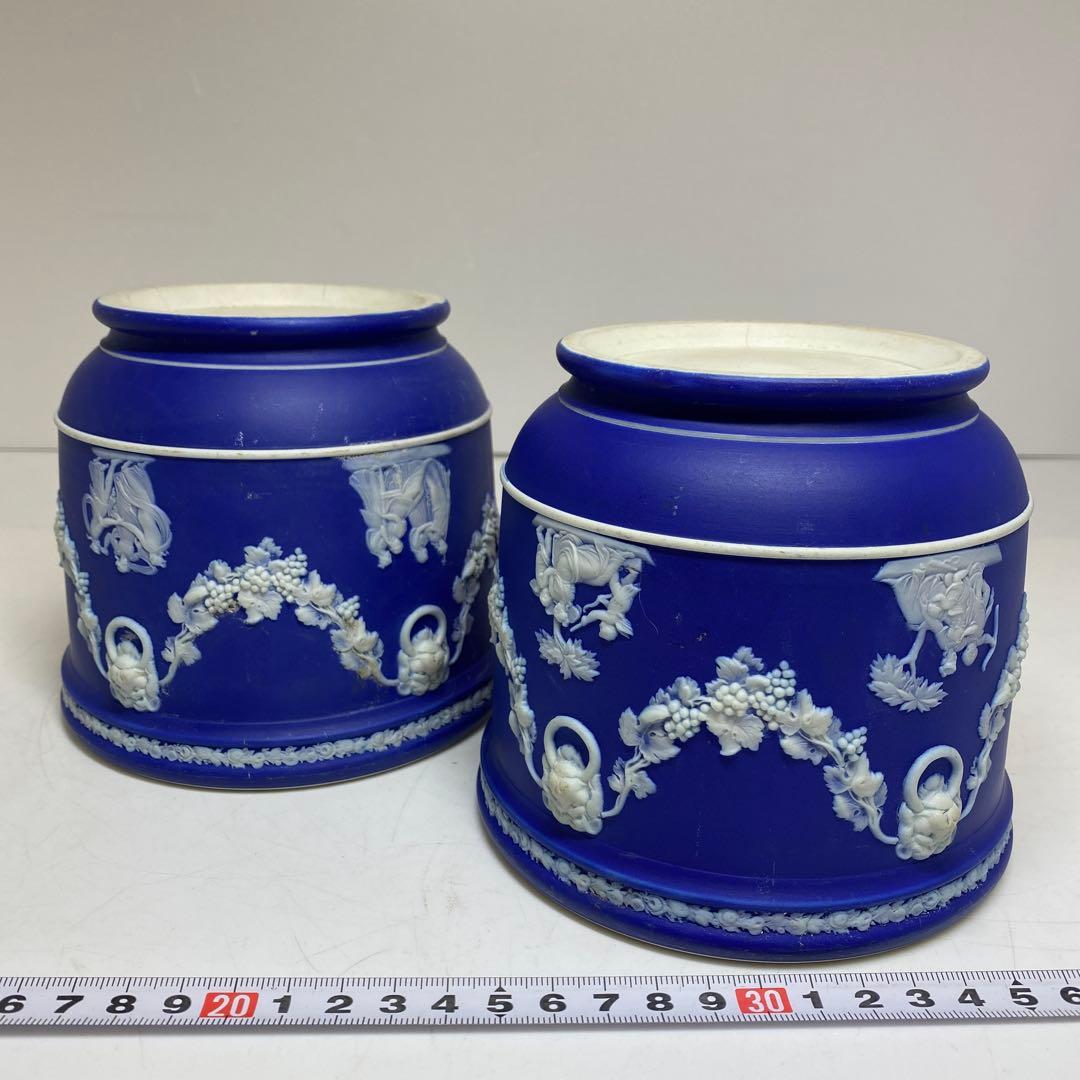 ウェッジウッドジャスパー フラワーポッド 鉢2個 幅約13cm東R8-0213①