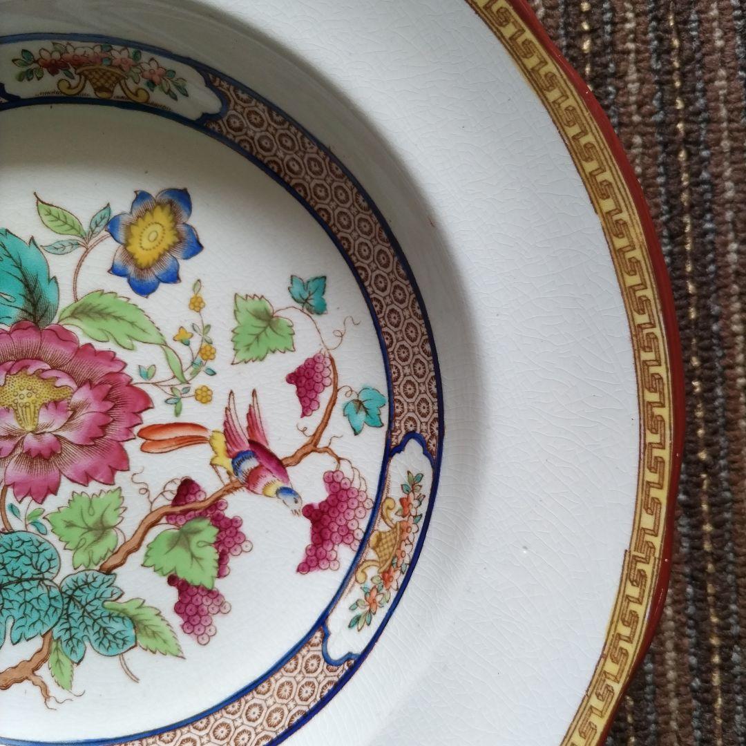 【美品】1900年代初期　スポード　コープランド　アジアンフラワー　スープ皿３枚