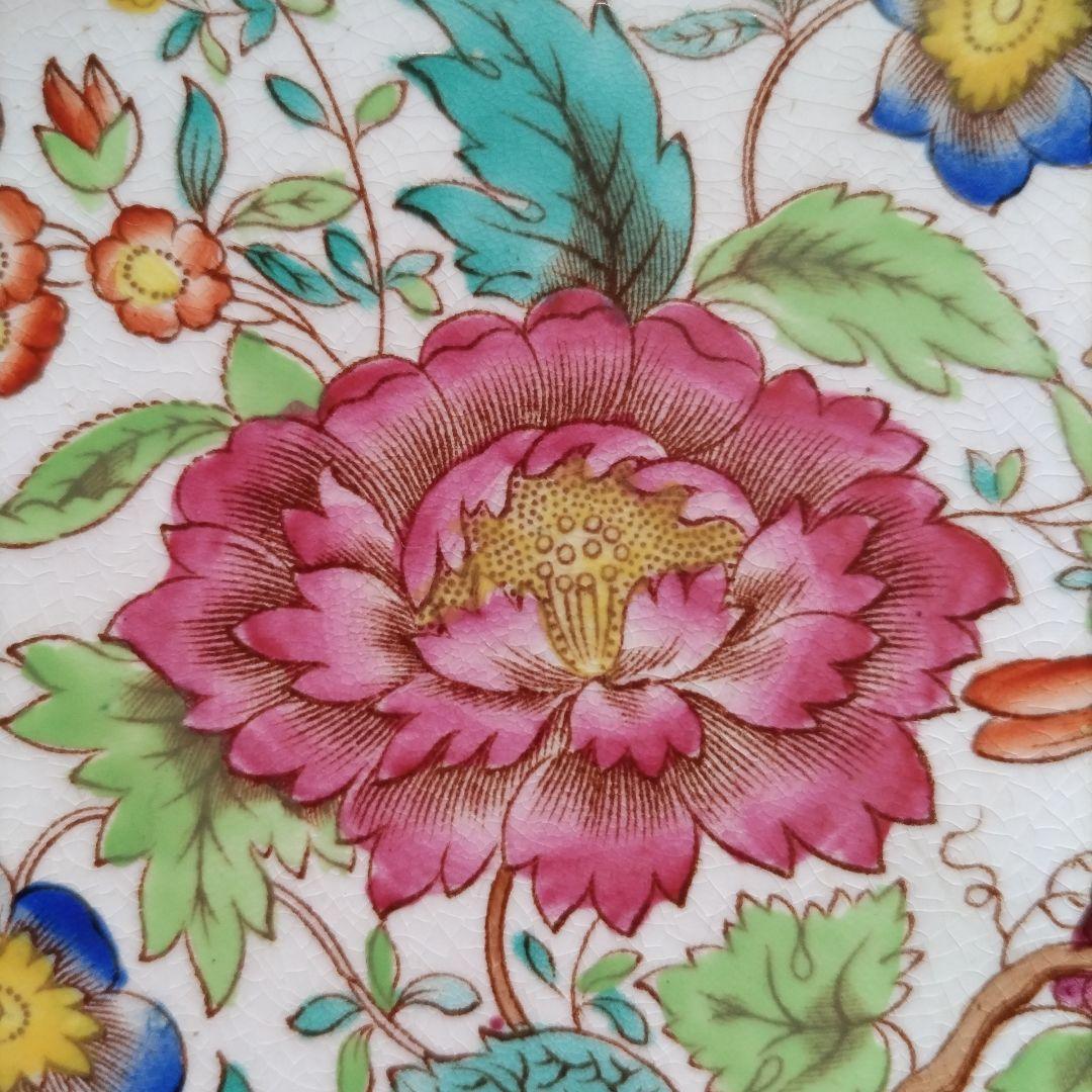 【美品】1900年代初期　スポード　コープランド　アジアンフラワー　スープ皿３枚