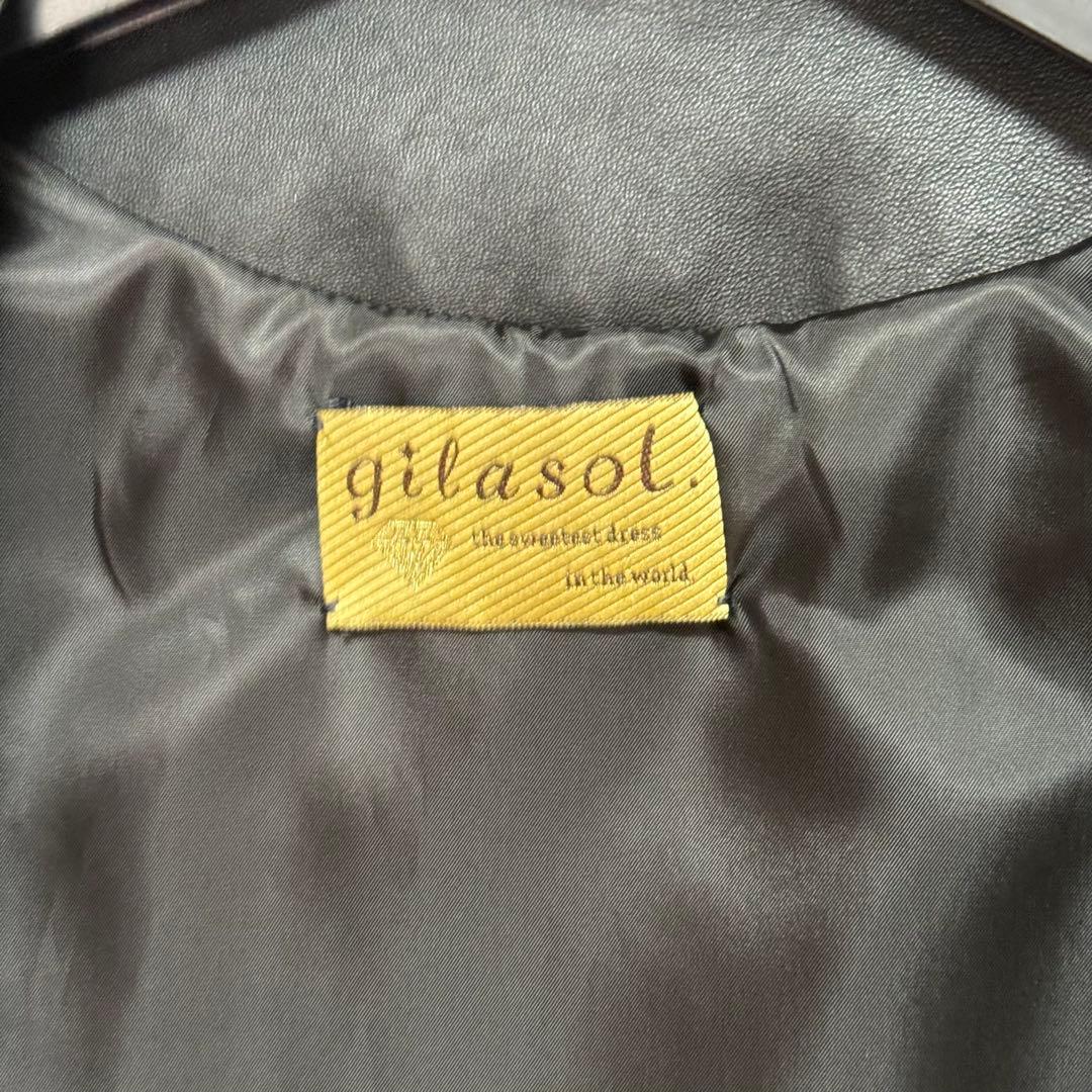 もりのがっこう　ラムレザー ノーカラージャケットブルゾン　ライダースジャケット