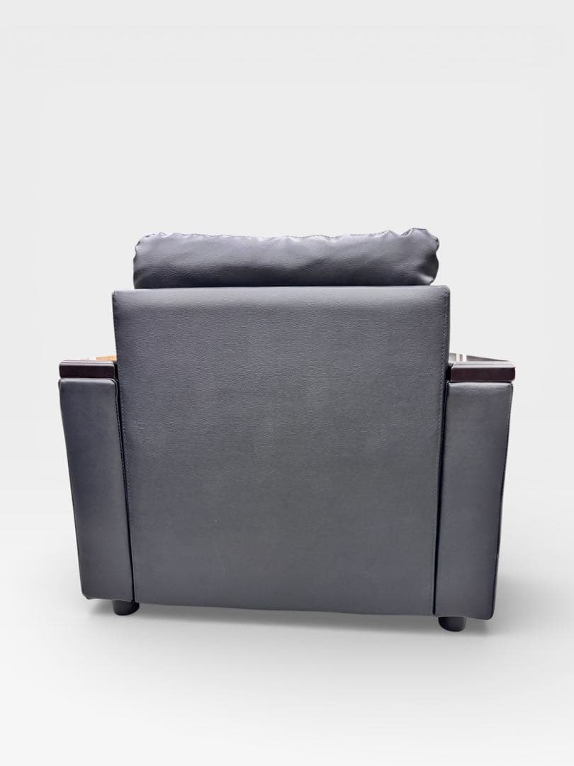 ニトリ 合皮1人掛けソファ ブラック｜LEGNO レグノ｜アームウッド仕様