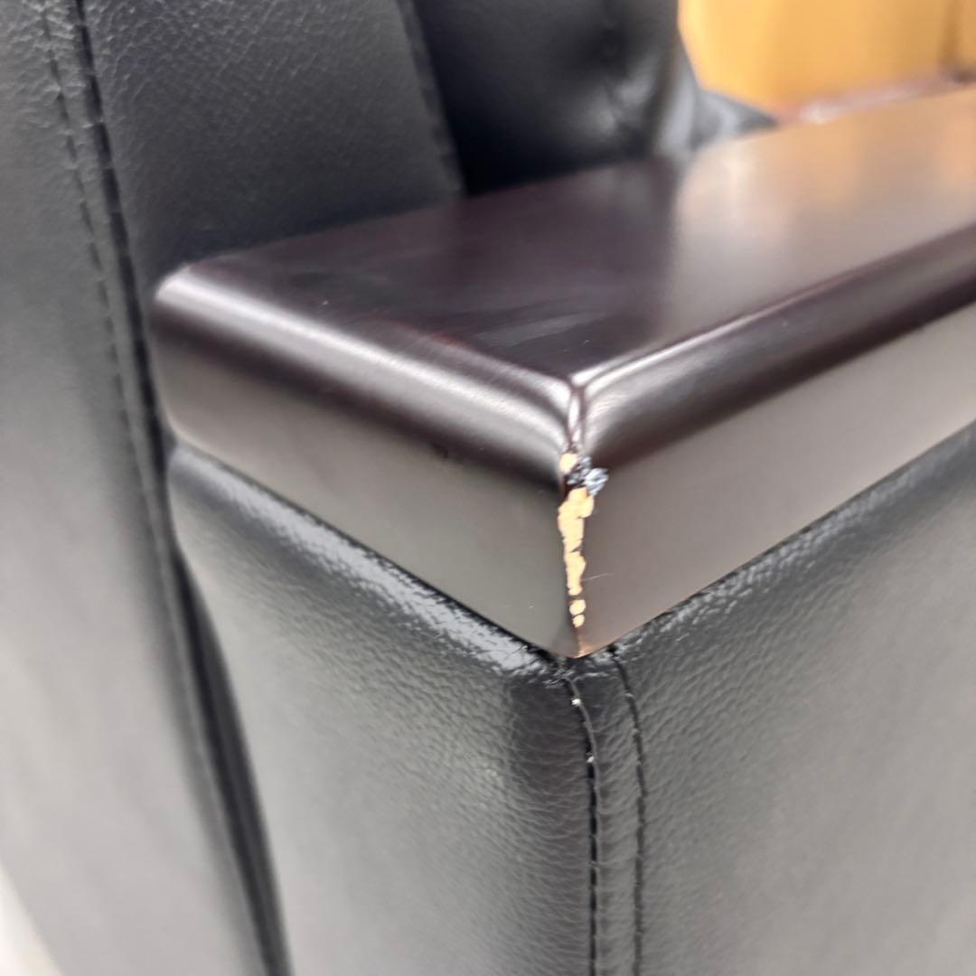 ニトリ 合皮1人掛けソファ ブラック｜LEGNO レグノ｜アームウッド仕様