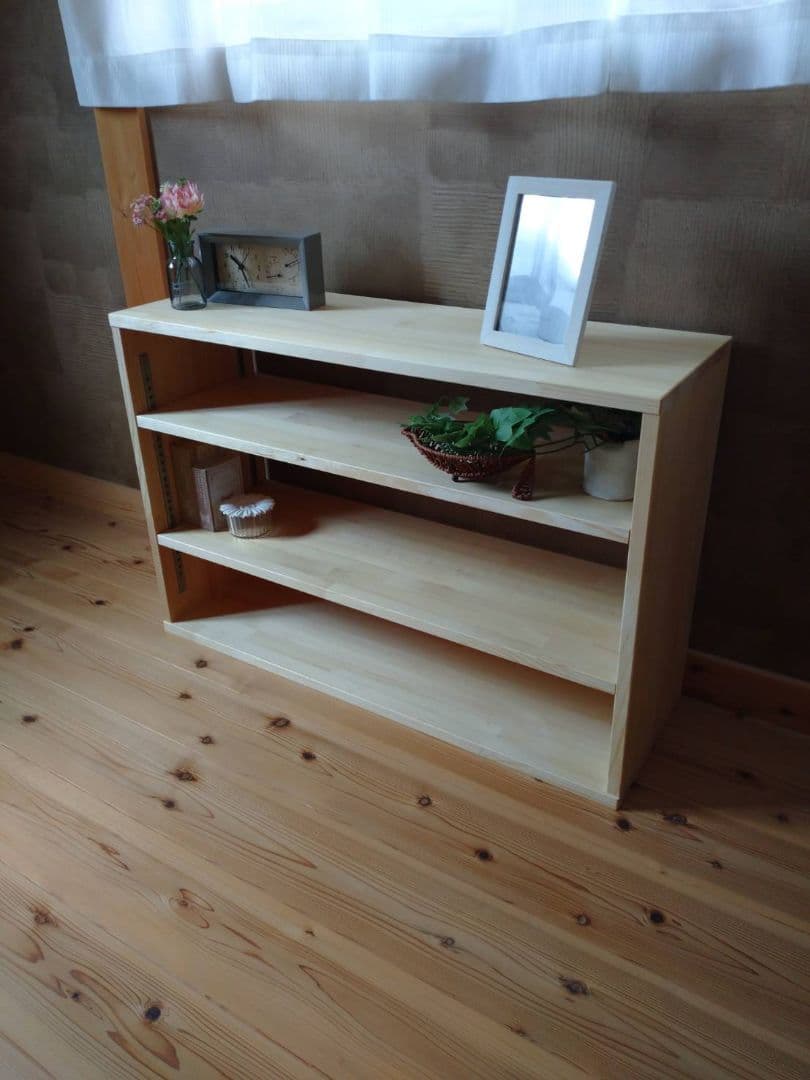 【送料無料】天然木　赤松集成材　棚板可動式　シェルフ　飾り棚　絵本棚　本棚