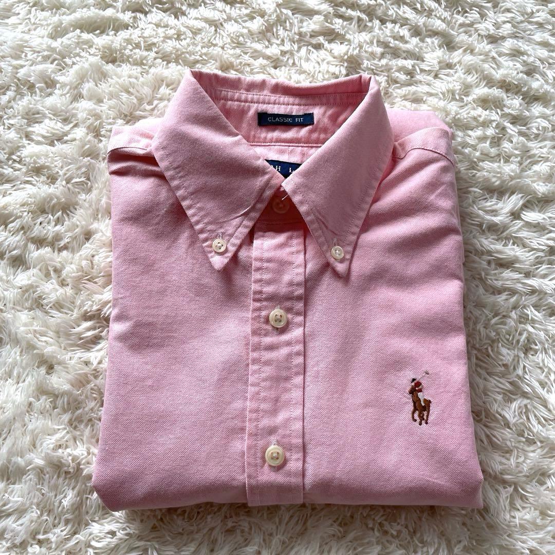 美品　ラルフローレン　M オックスフォードシャツ　　ポニー　ボタンダウン　ピンク
