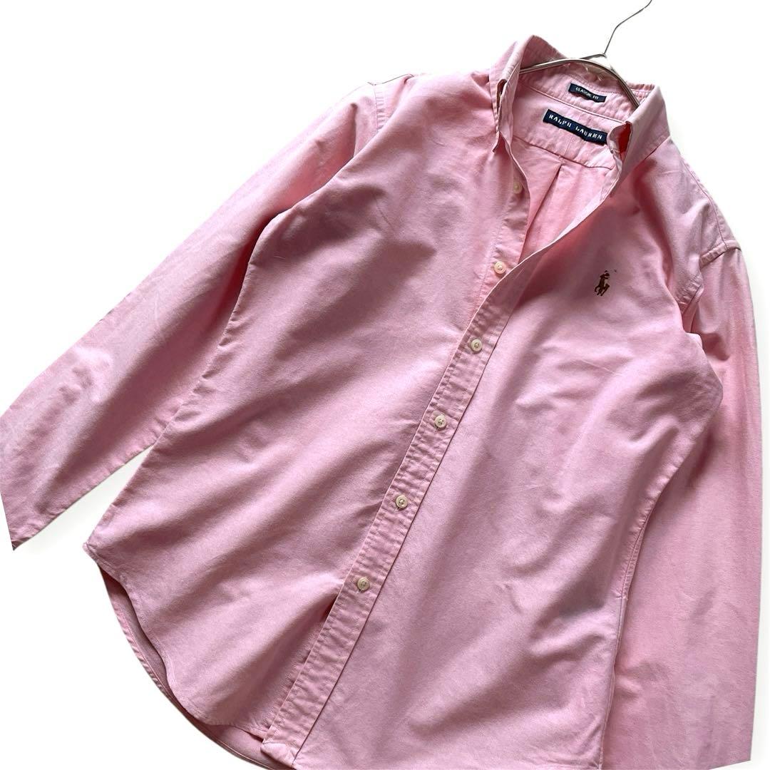 美品　ラルフローレン　M オックスフォードシャツ　　ポニー　ボタンダウン　ピンク
