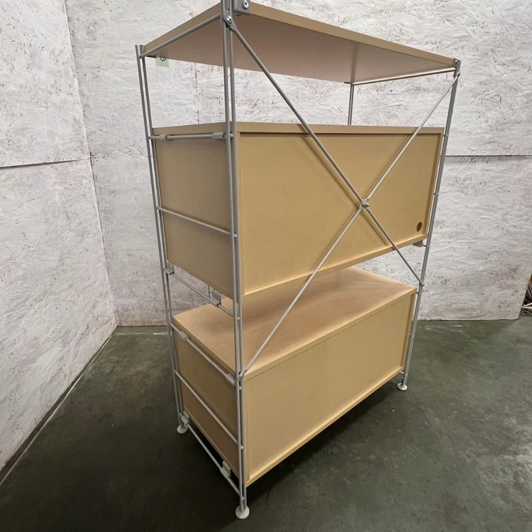 無印良品 スチールユニットシェルフ ① ガラス開戸 引出付 収納棚 N0643