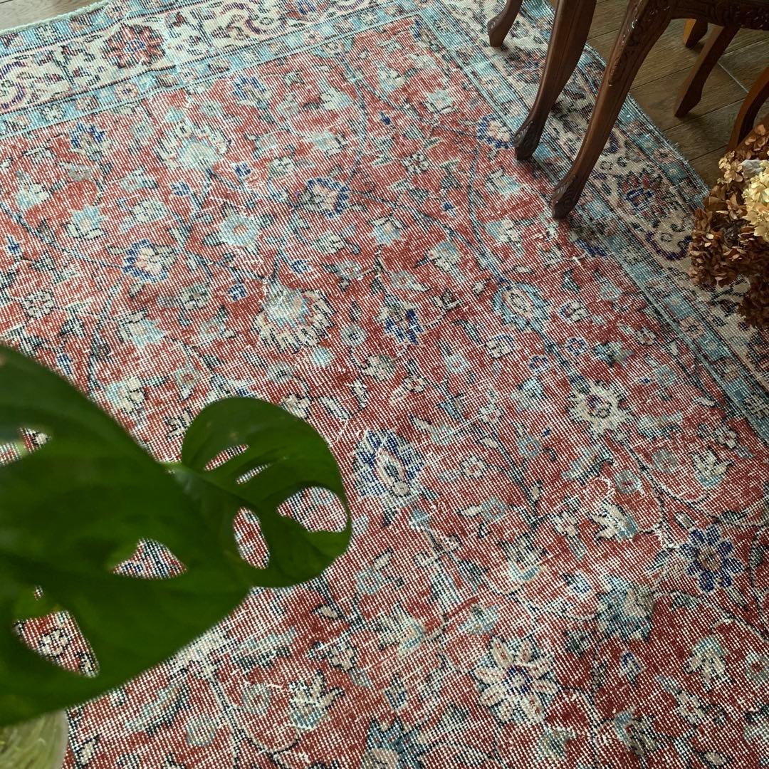 hi89　超大判　250×139 トルコヴィンテージラグ　テラコッタレッド