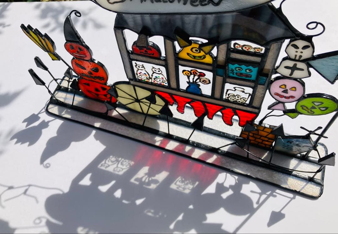 ステンドグラス　ハロウィンの屋台