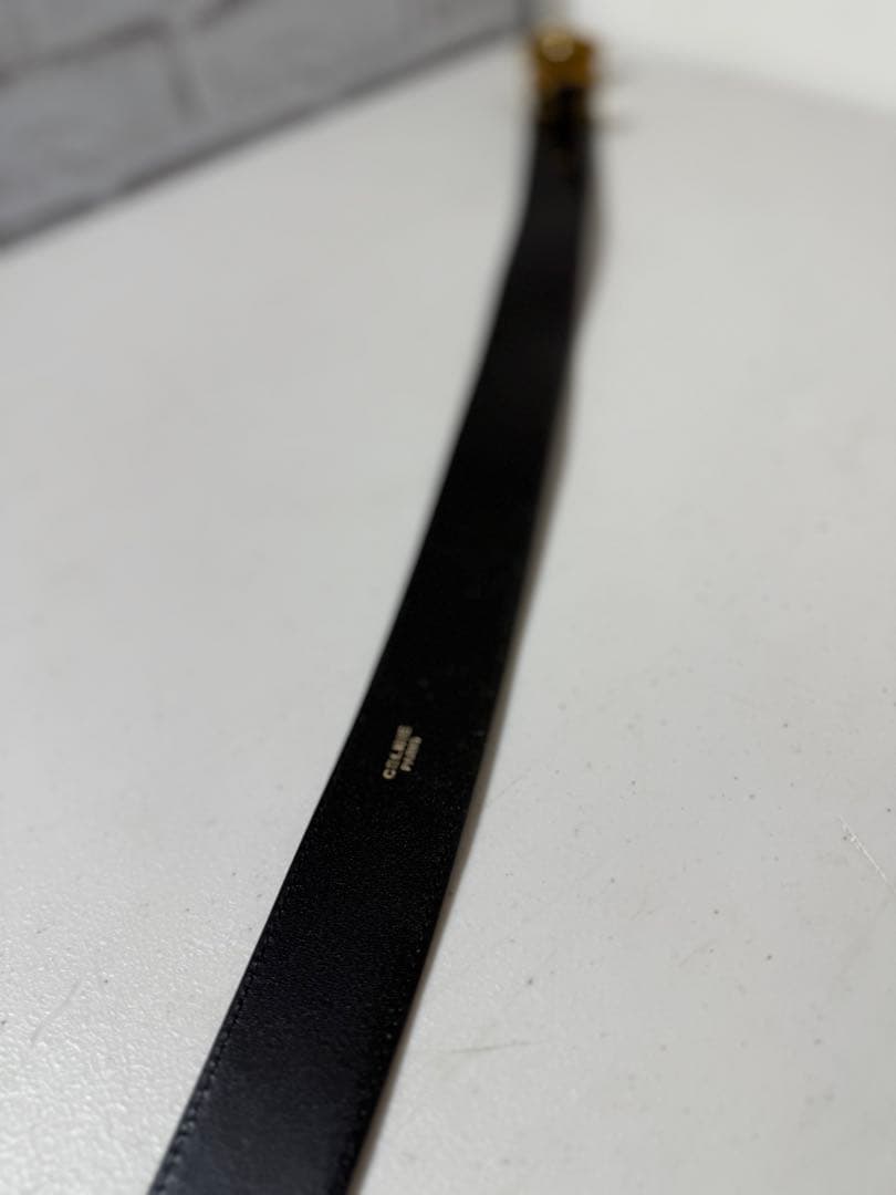 CELNE セリーヌ　ブラックスエードベルト 金色バックル