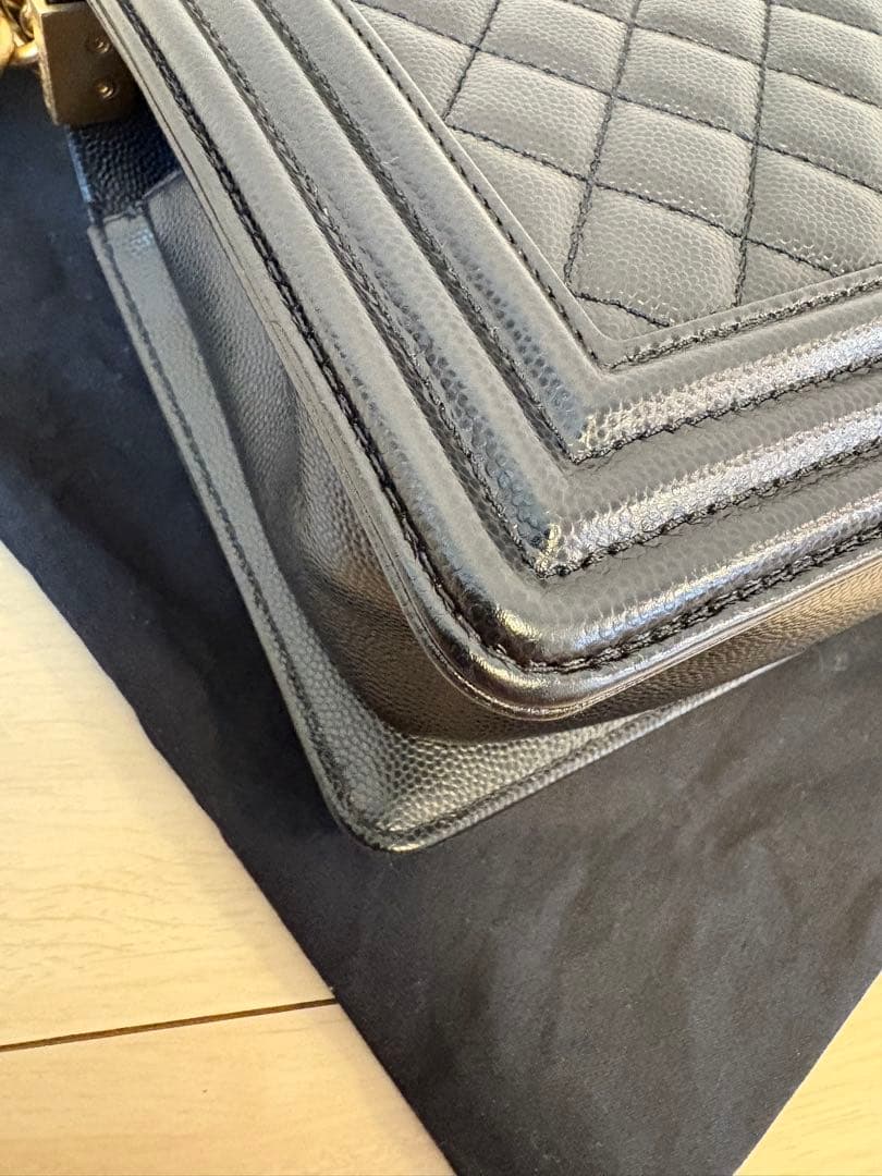 定価120万❣️シャネル ボーイキャビアスキン ショルダーバッグ ブラック