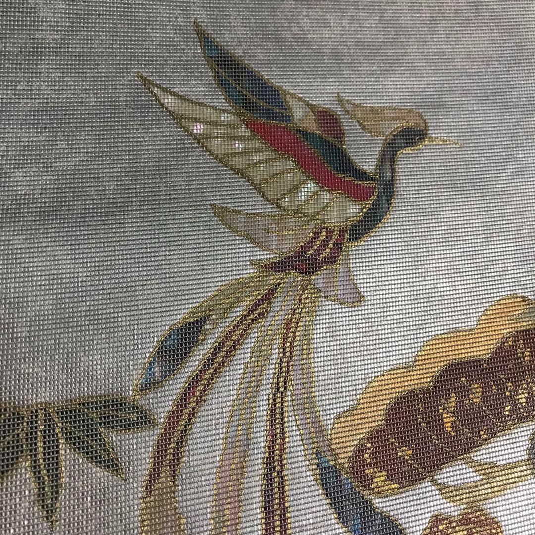 ZF-976 袋帯 螺鈿 鳳凰 正絹 太鼓柄 高級 逸品 希少