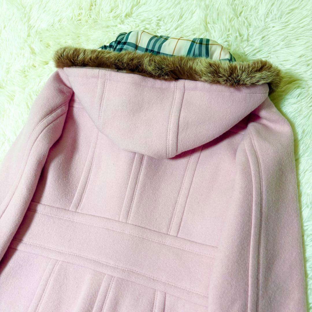 モア様リクエスト✨バーバリーブルーレーベル ピンク カシミヤ混 フード コート