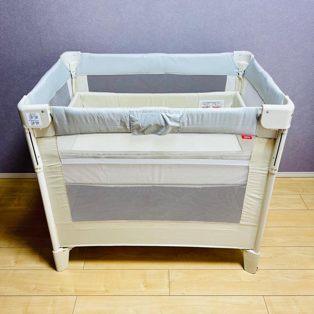 【送料無料】Aprica ココネルエアーAB ホワイトグレーWH ベビーベッド