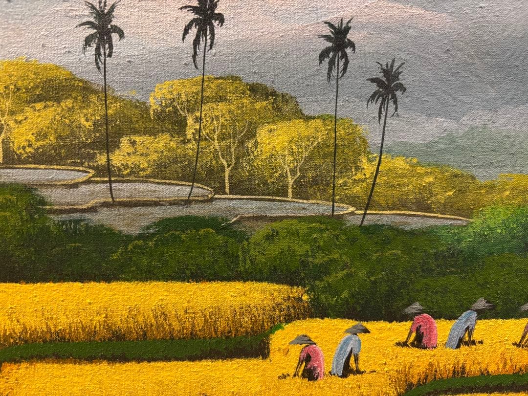 バリ島風景画／田園風景／102×44／送料込