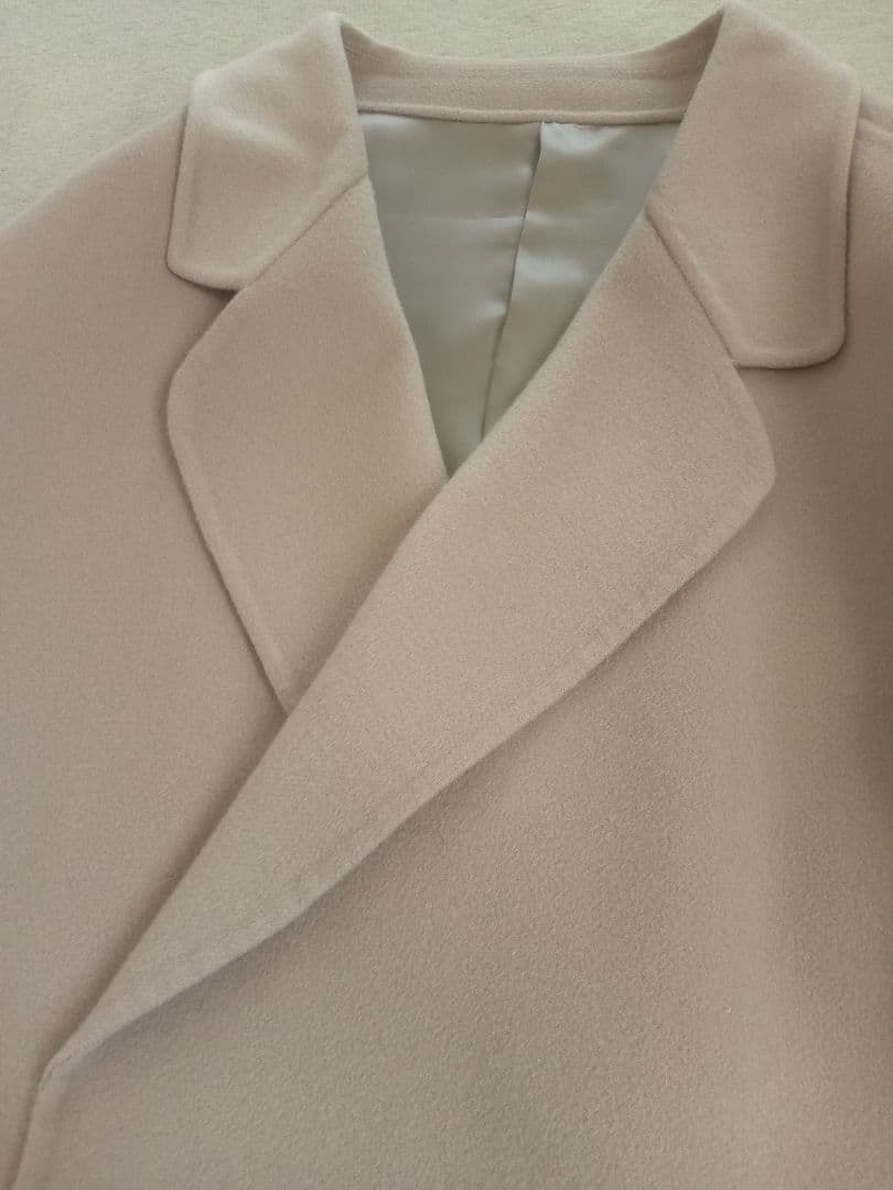 【匿名】大きいサイズカシミヤ100%ロングコートベージュダブル★バーバリー