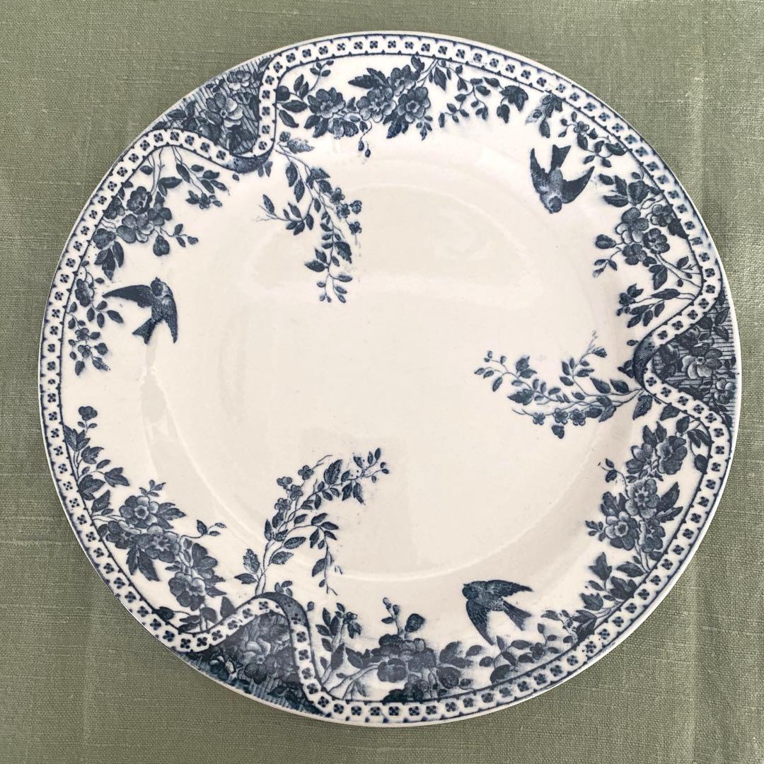 フランス　アンティークBordeaux プレート小鳥　ツバメ　lunéville