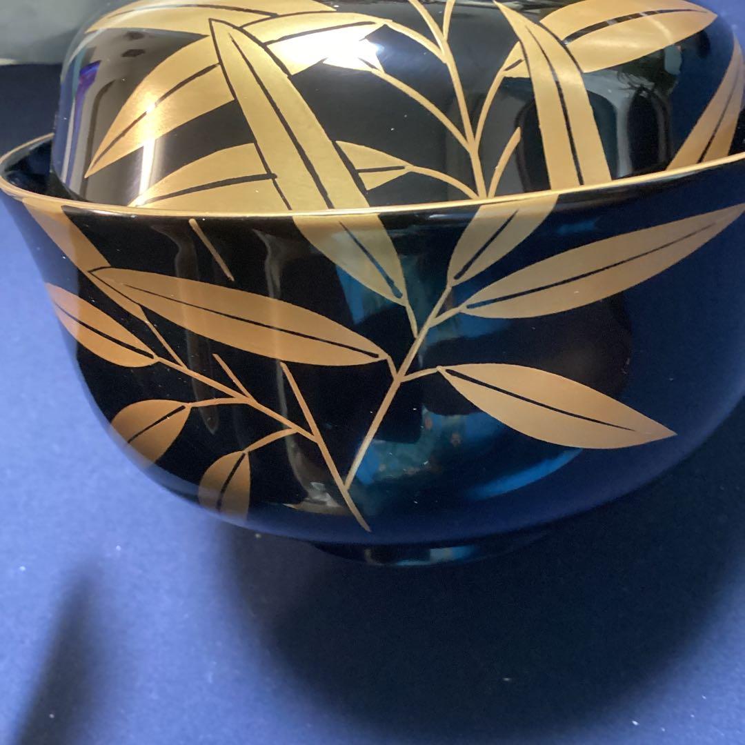 木製金蒔絵笹絵椀　　9客　　　新品未使用　　山中塗