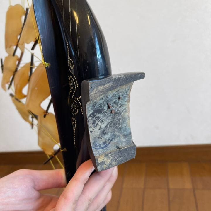 【バリ島民芸】帆船模型 インテリア 船 装飾品 ハンドメイド 牛角風の帆 大型