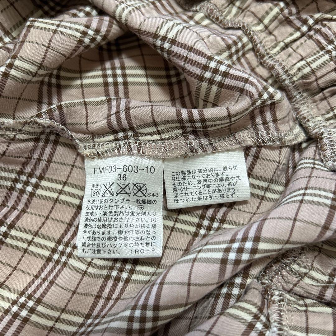 バーバリーブルーレーベル ノバチェック フリルチュニックワンピース 36 ピンク