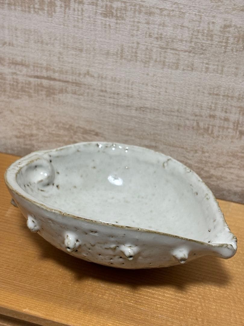 大華山鳥雲窯 納富鳥雲 萩焼 鮑形 向付 片口 鉢 小鉢 白萩 白釉 貝形 作家