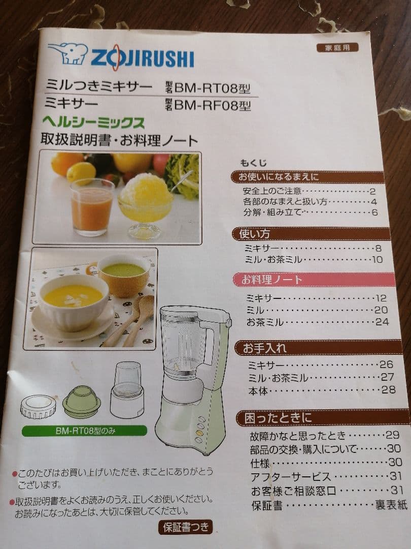 象印 ミキサー ミルつき お茶ミル容器つき　　0.75L BM-RT08-GA