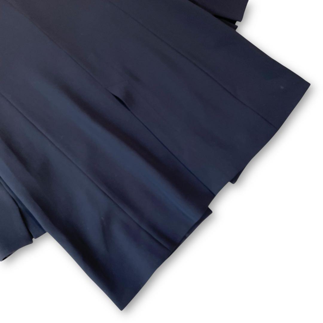 極美品✨SOÉJU ロングノーカラージャケット ネイビー ストレッチ L 濃紺