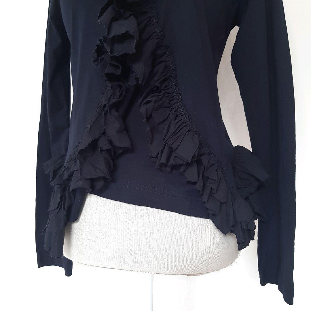 イッセイミヤケ　ISSEY MIYAKE フリル 黒 長袖トップス シャツ
