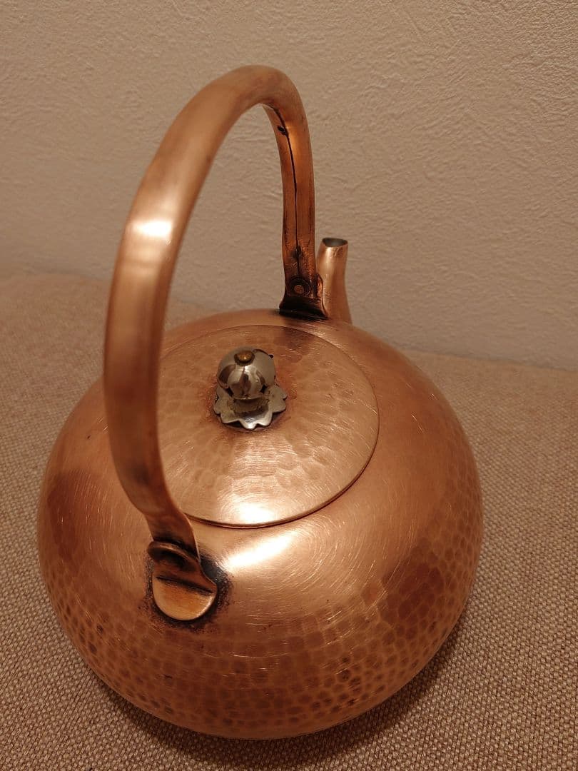 昭和レトロ 鎚目 純銅製やかん 1L