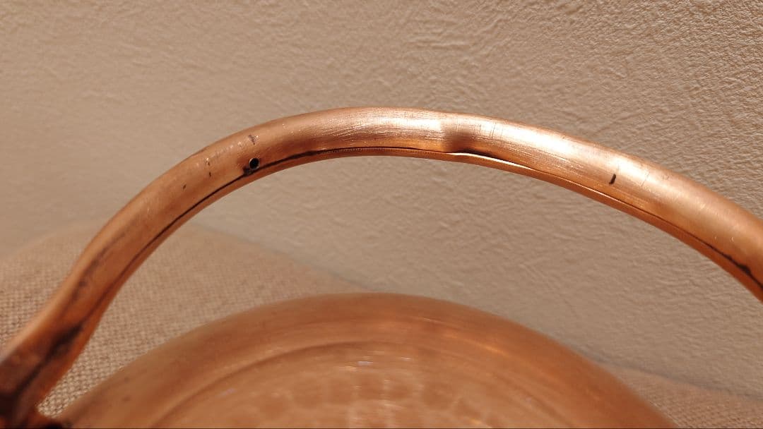 昭和レトロ 鎚目 純銅製やかん 1L