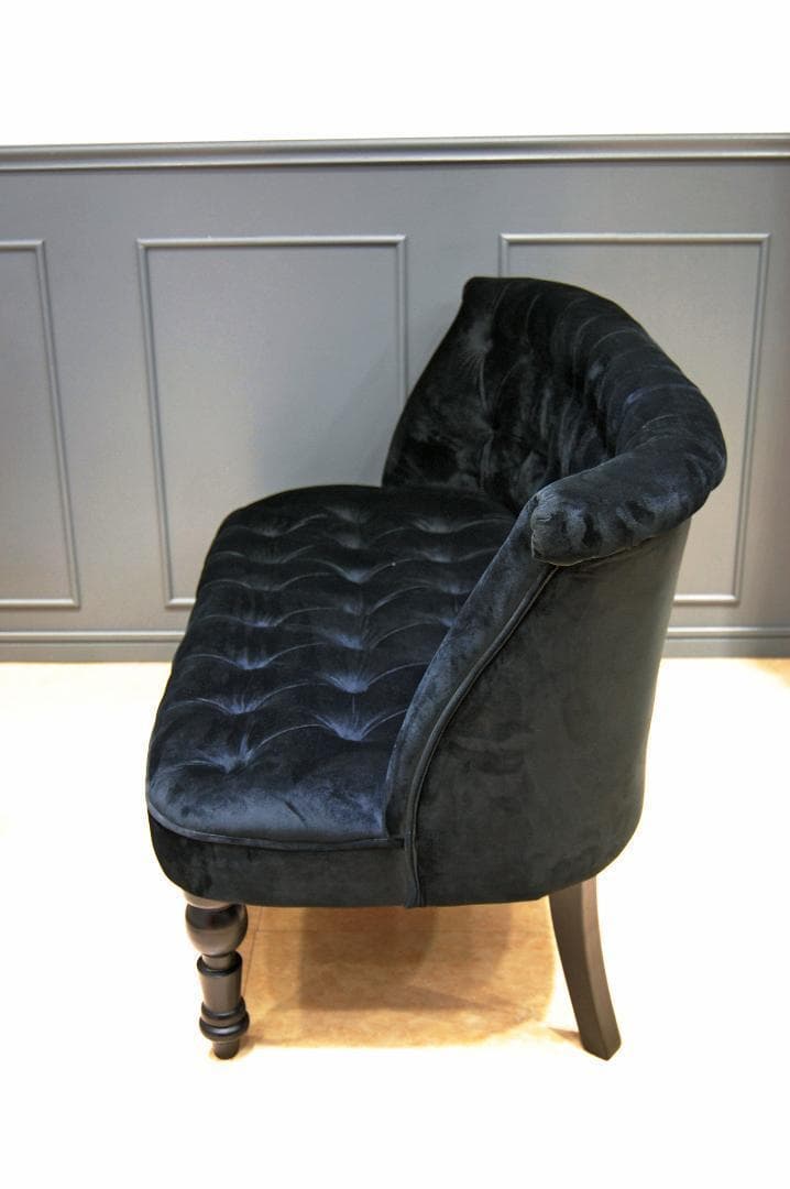 ボタン締め 2人掛け 2P かわいい ロココ ブラック 黒 ラブソファー